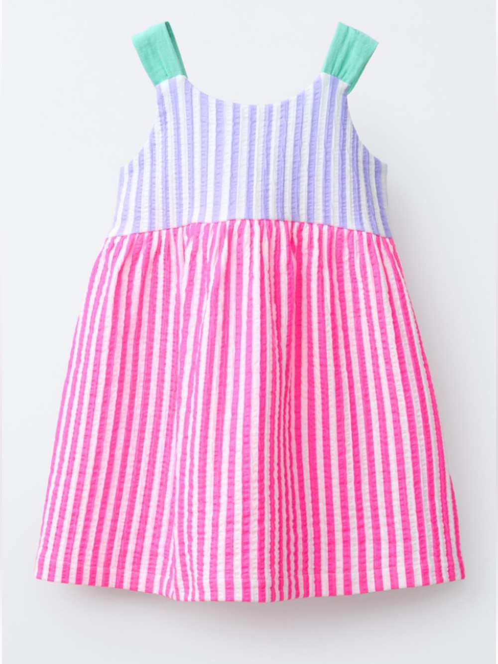 Zara Striped Girl's Sleeveless Sundress - Purple, White & Green